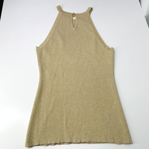 INC Gold Shimmer Tank Top Large Gold Sparkle Sheen Going Out Tank Top Large INC - Picture 3 of 15